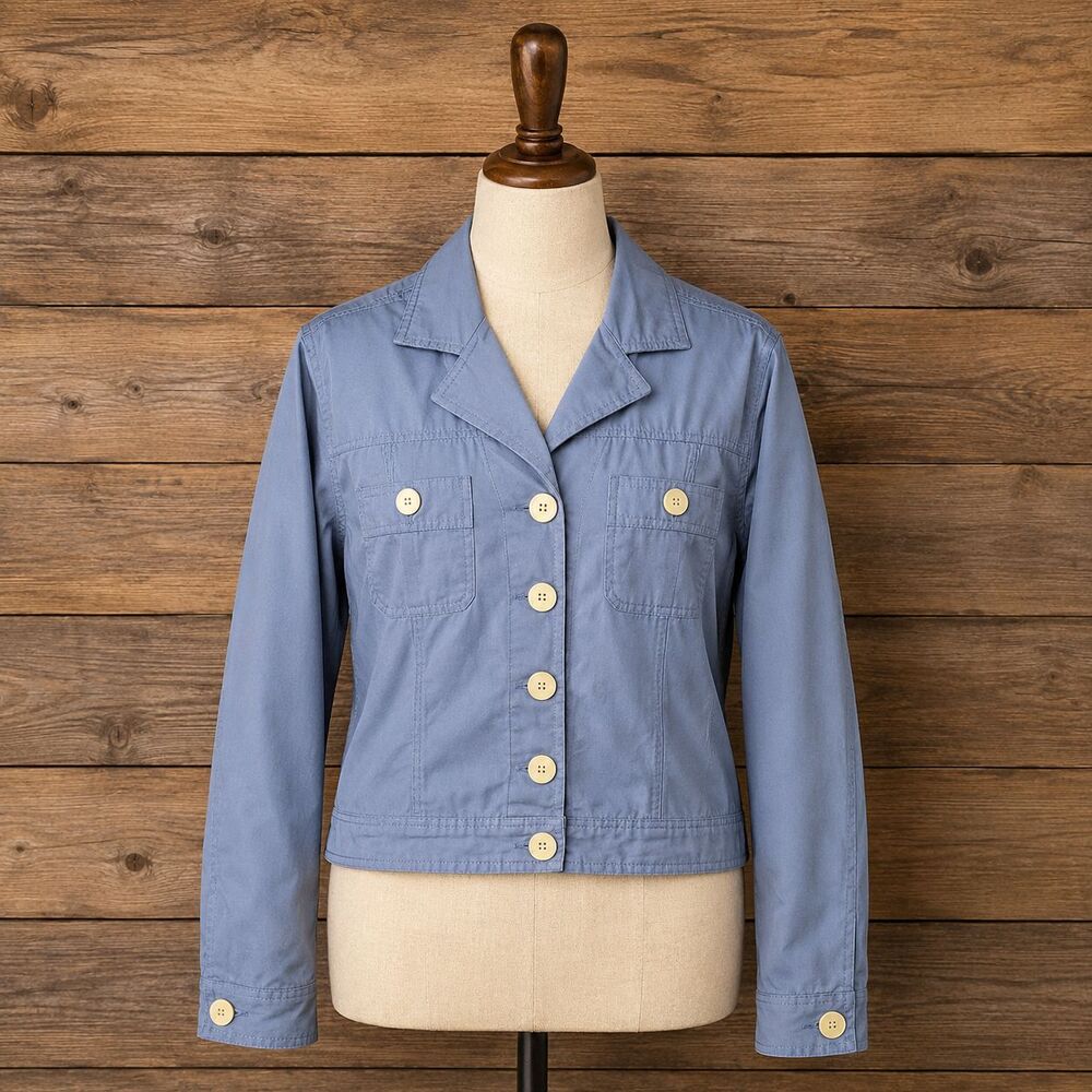 Vintage Bill Blass Cotton Jeans Jacket Women's MEDIUM Chambray Blue Button Up
